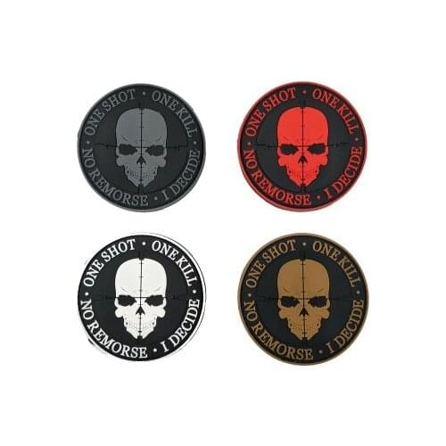Skull ONE SHOT One KILL Death Patches SNIPER Devgru Swat Patch Hook Airsoft Military Patch Tactical Army Jacket Badge