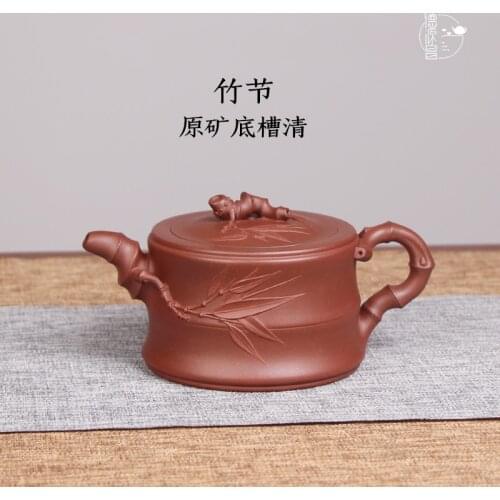 DE chang, yixing recommended pure manual undressed ore qing bamboo pot of of bottom chamfer Song Hongwei half handmade