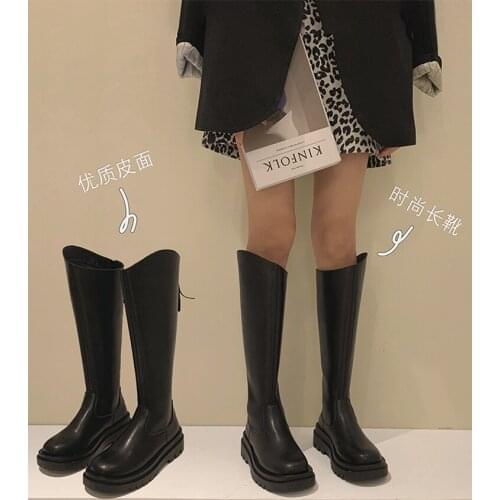 Long Knee-high Knight Boots Women 2021 Winter Pu Leather After Zipper Motorcycle Boots Casual Platform Boot Shoes Woman Botas
