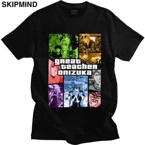 Great Teacher Onizuka Tshirt Men Pure Cotton Japanese Manga Eikichi T-shirt Anime GTO T Shirt Short Sleeve Fashion Tee Top Gift