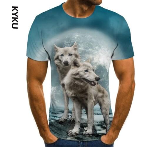KYKU T Shirt Short Sleeve Boy/girl/kids Top Tees Men T-shirt Funny Wolf TShirt Shirt