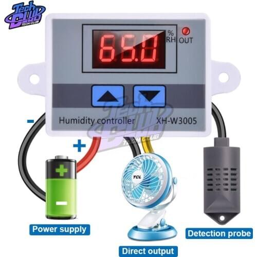 0~99%RH XH-W3005 Digital Humidity Controller 220V 12V 24V Hygrometer Humidity Control Switch Hygrostat with NTC Sensor