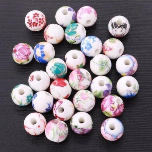 Hot Sale 500Pcs/lot Colorful Patterns Ceramic Beads 8mm 10mm Necklace Bracelet DIY Beads For Jewelry Making Round Spacer Beads