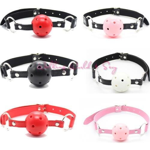 Sex Products Leather Mouth Plug Gag Head Bandage Restraints Slave Gag Fixation Silicone Ball Gag For Couple Adult Game Sex Toys