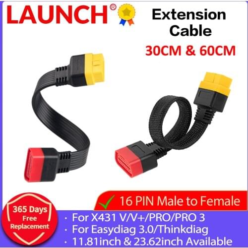 Launch OBD OBD2 Extension Cable Wire LinX431 V/V+/PRO/PRO 3/Easydiag 3.0/Mdiag/Golo Cord Extended Connector 16Pin male to Female