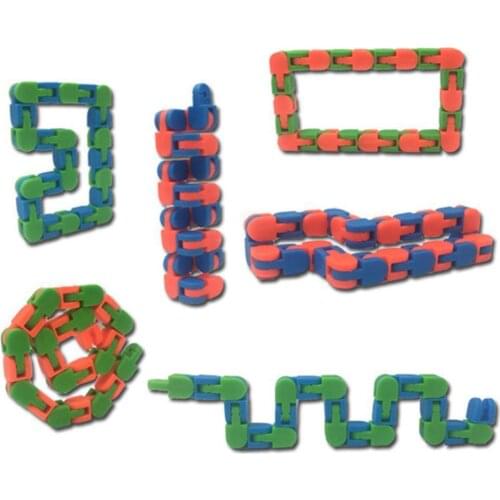 Colorful Puzzle Sensory Fidget Toys Kids Autism Wacky Track Snap & Click Toy Stress Relief Rotate And Shape Toys Decompression