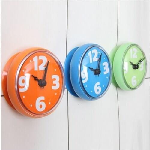 Creative bathroom waterproof wall clock Waterproof sucker wall clock Round mini sucker small wall clock