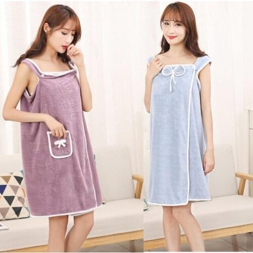 Creative Elegant Comfortable Breathable Coral Fleece Female Bathrobe Wrapped Covered Quickdry Household