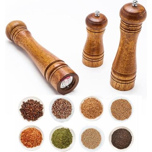 Kitchen accessories tool Salt and Pepper Mill Wood Pepper Shakers with Strong Adjustable Ceramic Grinder spare Ceramic Rotor