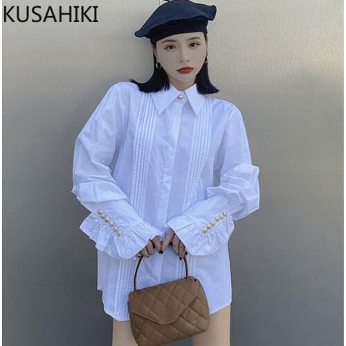 Женские белые рубашки KUSAHIKI China At AliExpress