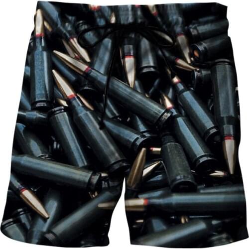 Summer mens and womens beach pants 2021 new trend 3D printing bullets Harajuku surfing swimming trunks fitness shorts clothing