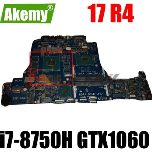 For DELL 17 R4 Laptop motherboard SR3YY i7-8750H CPU GTX1060 with CN-06PY0V 06PY0V 6PY0V LA-F551P 100% full Tested