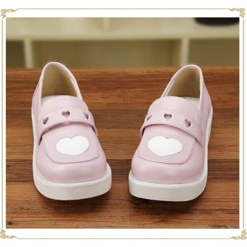 Princess sweet lolita shoes new princess cos shoes heart-shaped round-toe custom slip-out 4cm flatform shoes pu8637