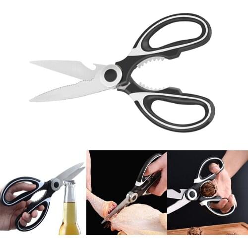 Multifunctional Kitchen Scissors Cutting Knife Plate Stainless Steel Kitchen Meat Cutting Scissors Chicken Bone Opening Bottle