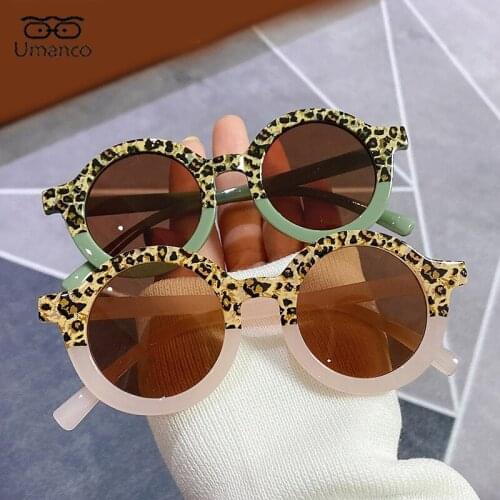 Fashion Round Sunglasses for Children Half Leopard Print Glasses with PC Frame Colorful Kids Sunglasses Travel Street Beach