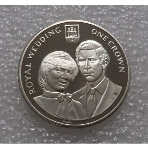 Real Rare Silver Original Coin Collection Gibraltar 1 Krona 1981 Diana and Charles Wedding Commemorative Silver Krona Coin