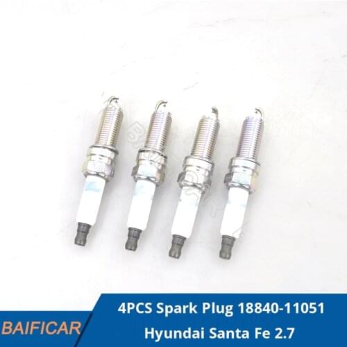 Baificar Brand New Genuine 4PC Spark Plugs 18840-11051 For Hyundai Santa Fe 2.7 Kia Optima Rondo