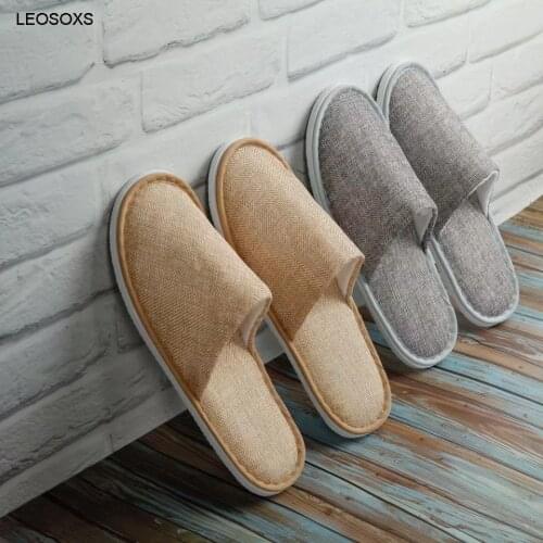Hotel Disposable Linen Slippers Club Tea Room Boutique Hotel Indoor Floor Slippers Non-slip Ventilation Eva Travel Guest Slipper