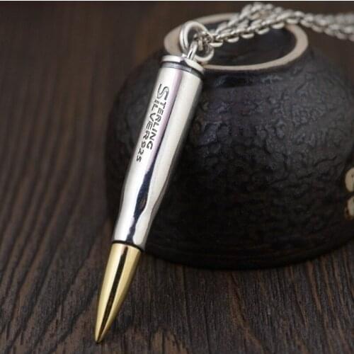 925 Sterling Silver bullet style open Pendant tag Charm silver & gold color men women (without chain )