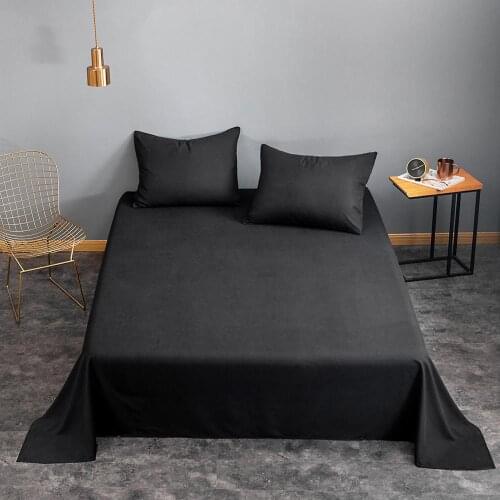 Bonenjoy 1 piece Bed Sheet Black Double/Queen/King Size Bed Linen Solid Color Flat Sheet For Adult Sheet Sets (No Pillowcase)