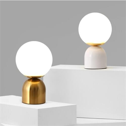 Postmodern glass ball table lamps for bedroom LED bedside lamp Home Decor Reading light for Living Room Desk Lights Brass Finish