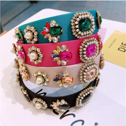 Rhinestone Gem Bee Headband Hair Accessories Top-level Baroque Colored Pearl Flower Bridal Hair Accessories Head Band Wholesale