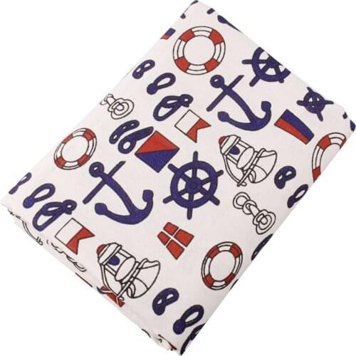 QUANFANG anchor series Cotton Linen Fabric For DIY Quilting Sewing Sofa Table Cloth Curtain Bag,Cushion Material Half Meter