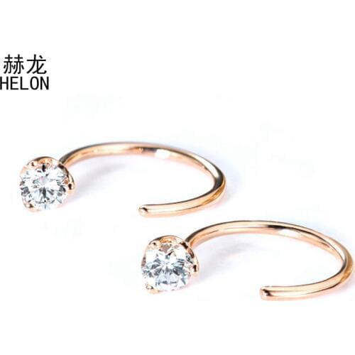 0.6CT Round F Color Moissanite Lab Grown Diamond Earrings Solid 14K 585 Rose Gold Earrings For Women Wedding Trendy Fine Jewelry