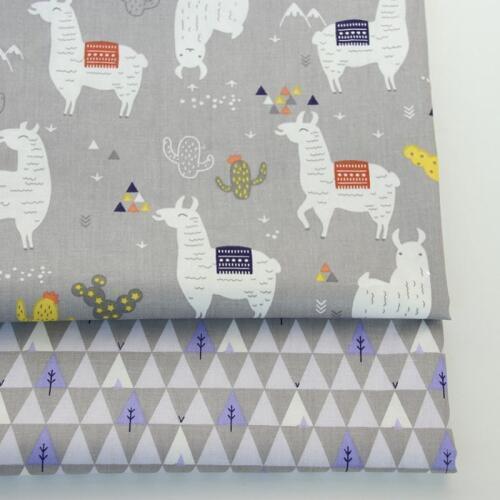 Grey Printed Alpaca Pattern 100% Cotton Fabric For Making Dresses Cushions Blanket Sewing Baby Child Bed Sheet Textile