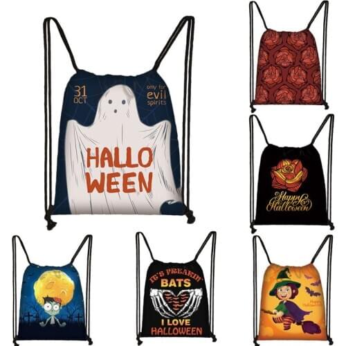 Halloween event with ghost drawstring bag kids Goody Bags Trick Halloween Candy Bag Gift Bags boys girls backpack bookbag