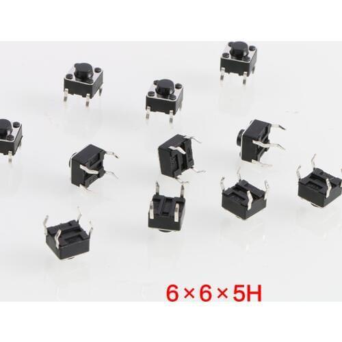 100Pcs Tactile Push Button Switch Tact Switch 6X6X5mm 4-pin DIP