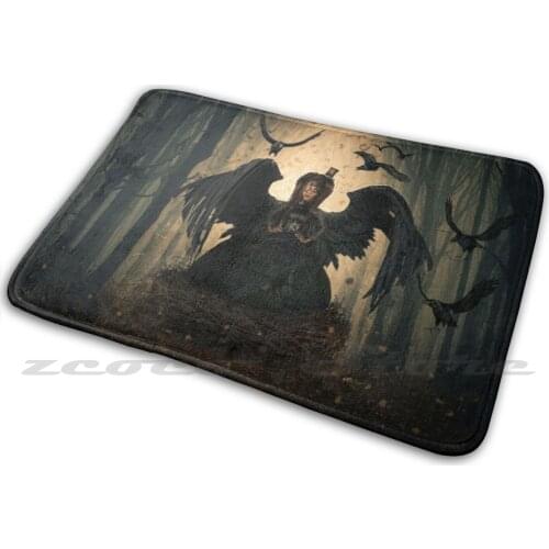 What I Found Soft Non-Slip Mat Rug Carpet Cushion Bird Watching Forest Rebirth Nest Find Passion Crows Black Gold