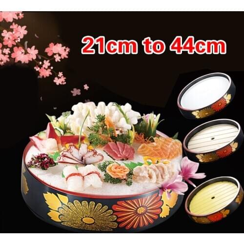 Japanese sushi bucket sashimi raw fish seafood dish sushi cuisine fruit dish food chrysanthemum round tray Salmon Ice Plate