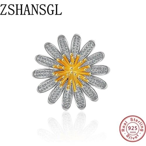 Elegant Van Gogh Yellow Sunflower Brooches For Women 925 Sterling Silver Wedding Suit-coat Pins Party Corsages Jewelry Bijoux
