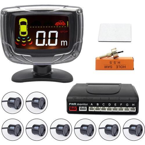 LCD 8 sensores zumbador 22mm Kitde de sensores aparcamiento coche marcha atrás Radar alarma de sonido indicador sistema sonda