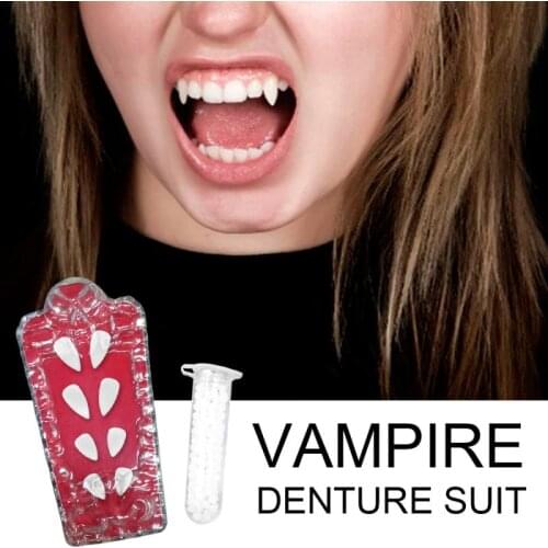 Vampire Teeth Fangs Dentures Props Elf Ears Halloween Costume Props False Teeth Elf Ears Set Party DIY Decor