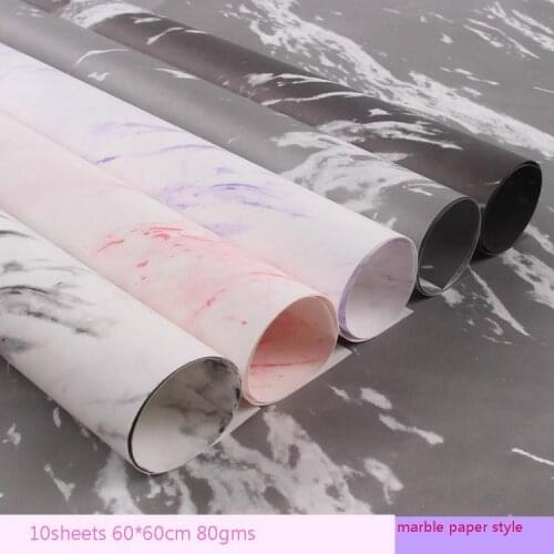 10pcs Marble Pattern Arts Paper Flower Wrapping Paper Floral Wrapping Paper Bouquet Florist Supplies Gift Packing Materials