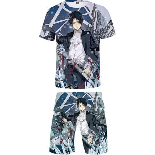 2021 Design Attack On Titan T-shirt 3D Tracksuit Boys/Girls Two Piece Set TShirt+Shorts Harajuku Streetwear Cool Unisex Suit