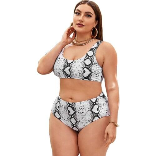 2021 New Snakeskin Print Bikini Set Sexy Large Size Swimsuit Fat Female Woman Swimsuit Big Size 4xl SW189