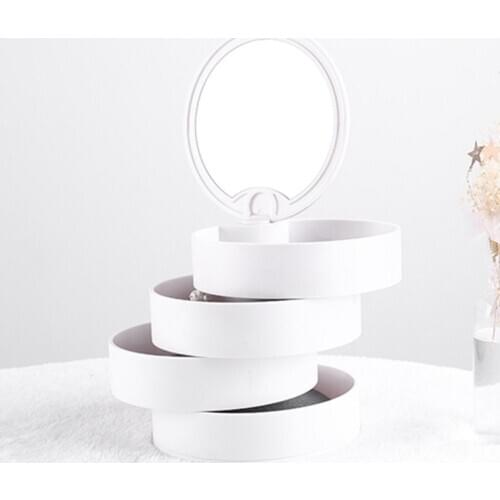 30pcs Jewelry Storage Box With Mirror 4 Layers Rotary Jewelry Organizer Holder Earrings Rings Bracelet Small Items Organizer