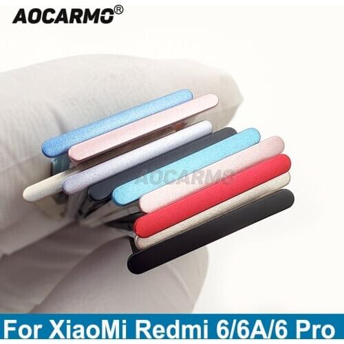 Aocarmo For XiaoMi Redmi 6 6A 6 Pro 6Pro Metal Plastic Nano Sim Card Tray MicroSD Slot Holder Replacement Part