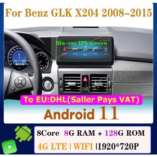 12.3" 8Core CPU 8G+128G Android 10 Car Radio Multimedia Player GPS for Mercedes Benz GLK Class X204 2008-2015 Stereo CarPlay