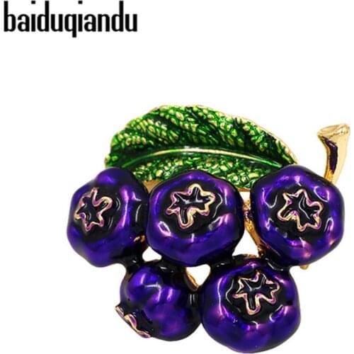 Baiduqiandu Enameled Cranberry Brooch Pins for Women Blueberry Wedding Party Accessories
