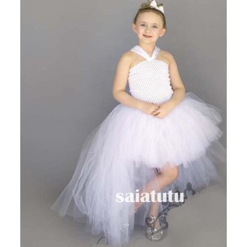 White dancing T-show flower girl wedding dresses children party princess kids birthday gift piano christmas tutu dress Vestido