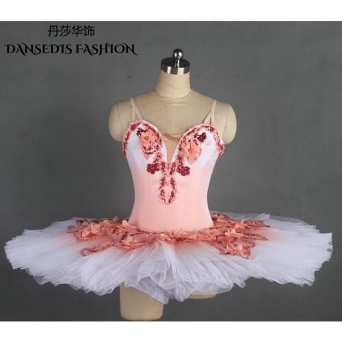 White+Pink Classical Pancake Ballet Tutu,Women/Girls Stage Competition Performance Costume,Ballerina Professional Dance Dress