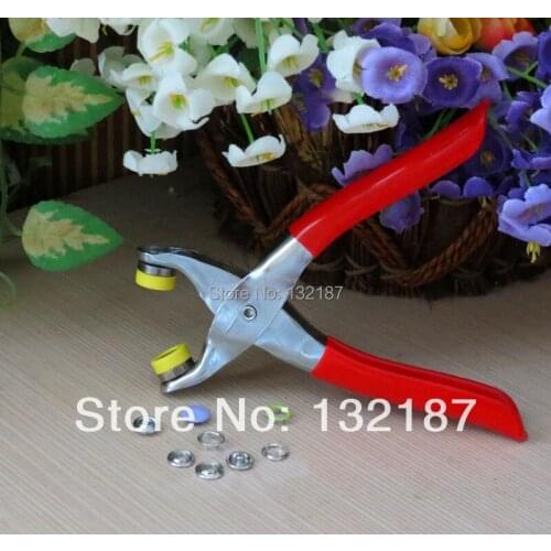 Free Shipping 1 Set hand press plier & 10 Set metal brass 9.5mm Prong Snap Buttons nickle color