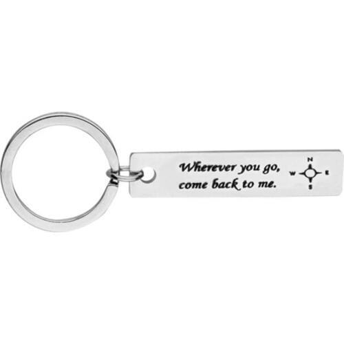 Oeinin Charms Key Chain Man Wherever You Go Come Back To Me Keychain Bags Letter Color Keyring Stainless Steel Pendant Llaveros