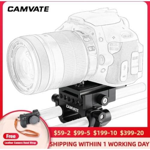 CAMVATE Manfrotto Quick Release Baseplate With 15mm Dual Rod Clamp With Sliding Mount Plate For Manfrotto 577/501/504/701 Tripod