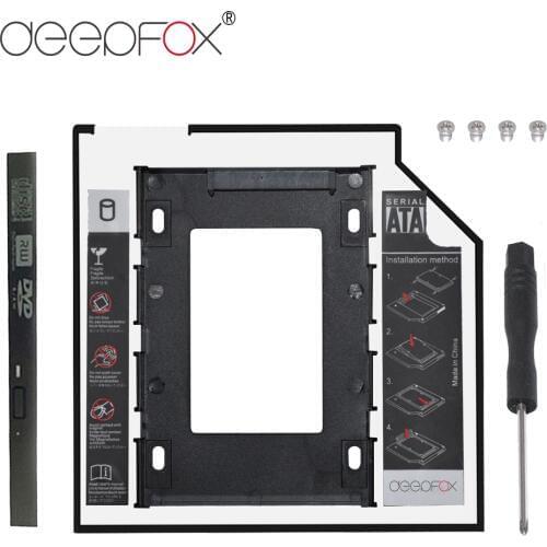 DeepFox 2nd HDD Caddy 12.7mm 2.5" SATA 3.0 SSD Case Hard Drive Enclosure for Laptop CD-ROM DVD ROM Optibay