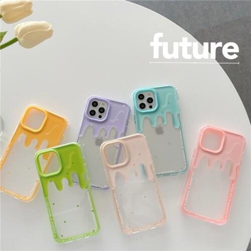 Cute Summer Melting Ice Cream Korea Phone Case For iPhone 12 Mini 11 Pro Max X Xs Max Xr 7 8 Plus Cases Clear Soft TPU Cover